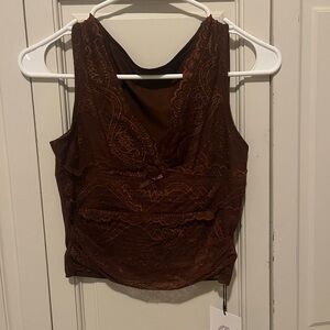 Elegant Brown Lace Women's Top